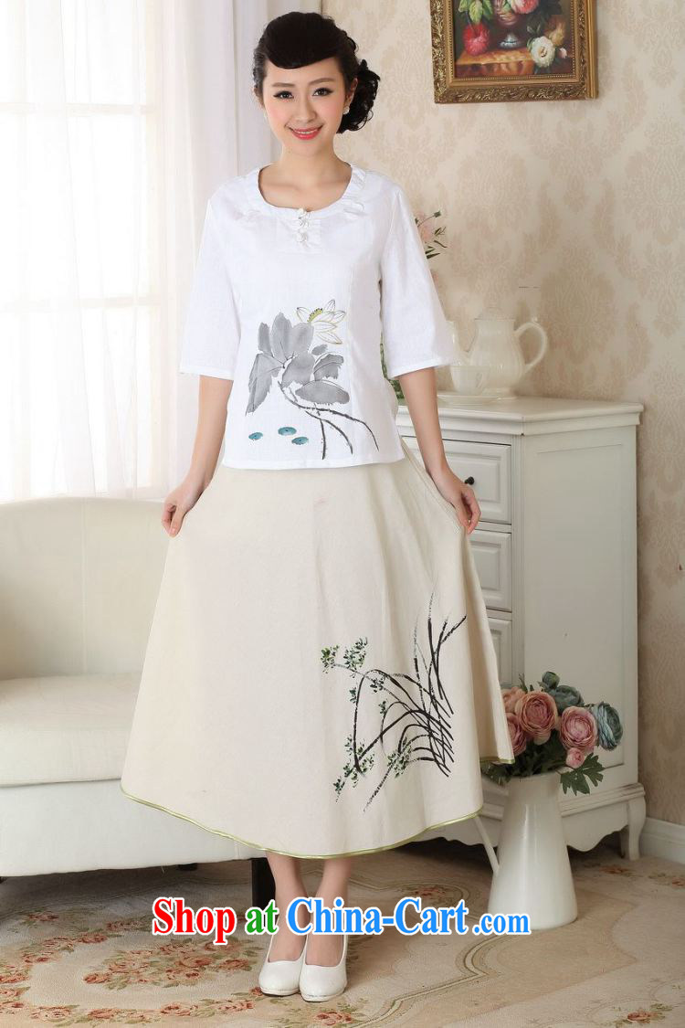 Shanghai, optimize purchase female Tang Women's clothes summer T-shirt with cotton the ethnic wind Chinese Han-female improved A 0058 white 2XL pictures, price, brand platters! Elections are good character, the national distribution, so why buy now enjoy more preferential! Health