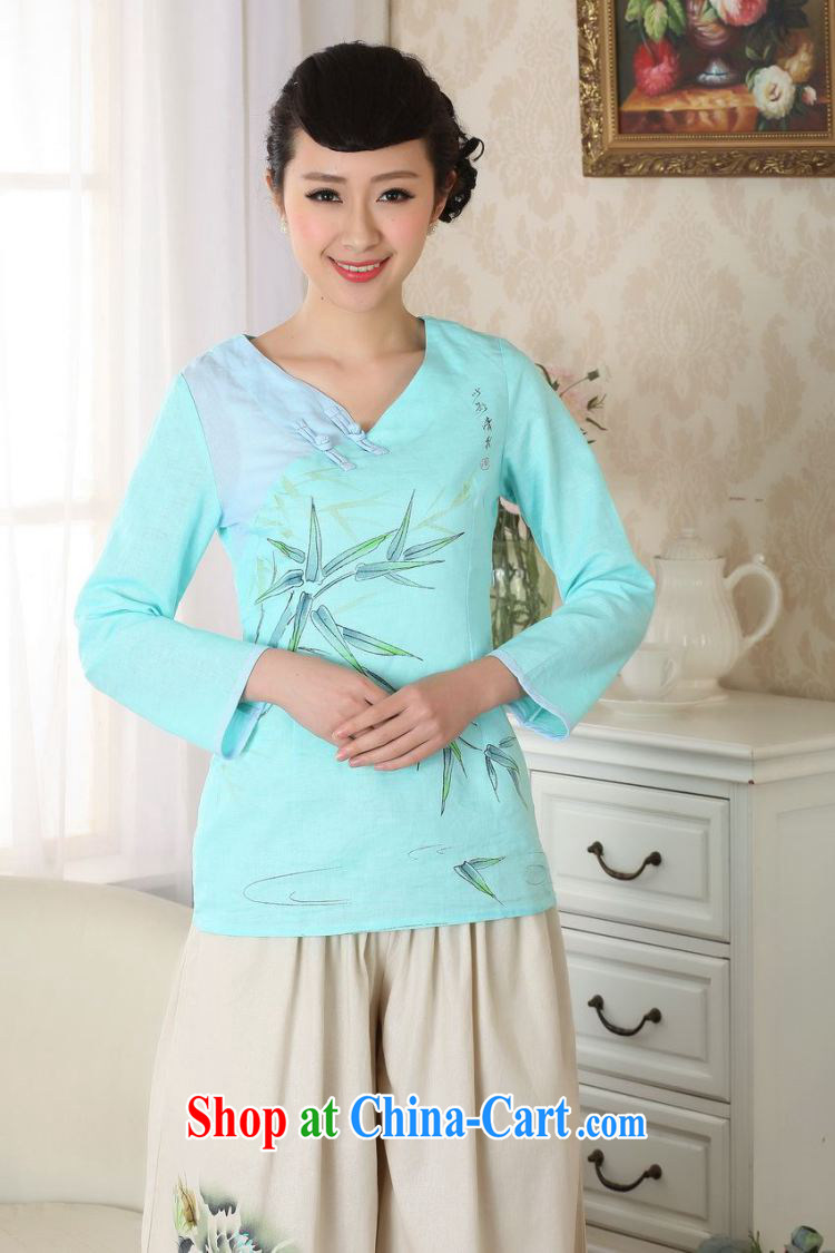 Shanghai, optimize purchase female Tang Women's clothes summer T-shirt is tight cotton Ma ethnic wind Chinese Han-female improved A 0059 blue 2 XL pictures, price, brand platters! Elections are good character, the national distribution, so why buy now enjoy more preferential! Health