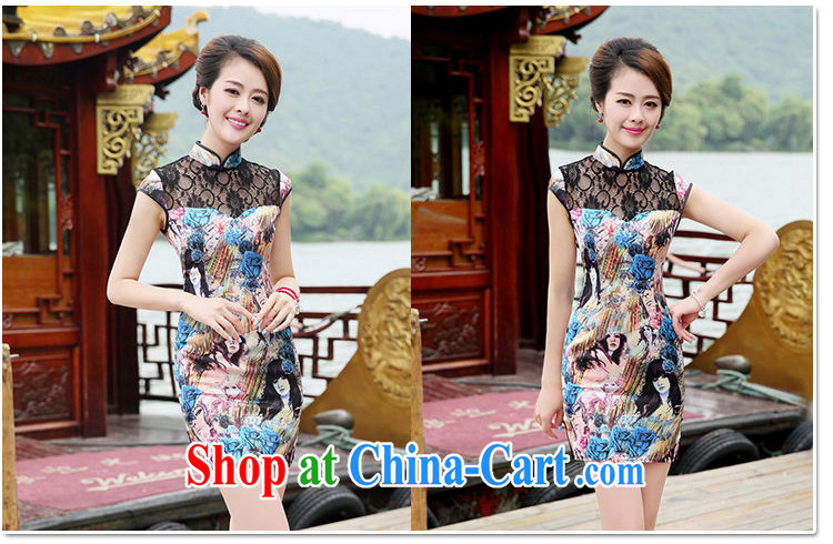 The Tung Chee Miss summer 2014 new classic Chinese style Chinese, for manual for painting dress dresses cheongsam dress blue S pictures, price, brand platters! Elections are good character, the national distribution, so why buy now enjoy more preferential! Health