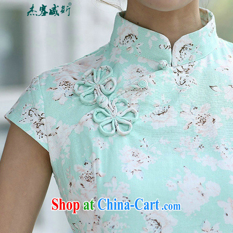 Jessup, new women's clothing spring and summer classic retro Republic of the cotton short-sleeved, for manual for Chinese T-shirt Chinese shirt green roses flower XXL, Jessup, and, on-line shopping