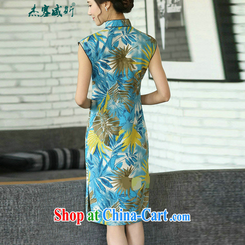 Jessup, new retro arts and elegant OL small, cotton for the sleeveless autumn leaves stamp long cheongsam dress CQP 405 #Akihabara, a sleeveless XXL, Jessup, and shopping on the Internet