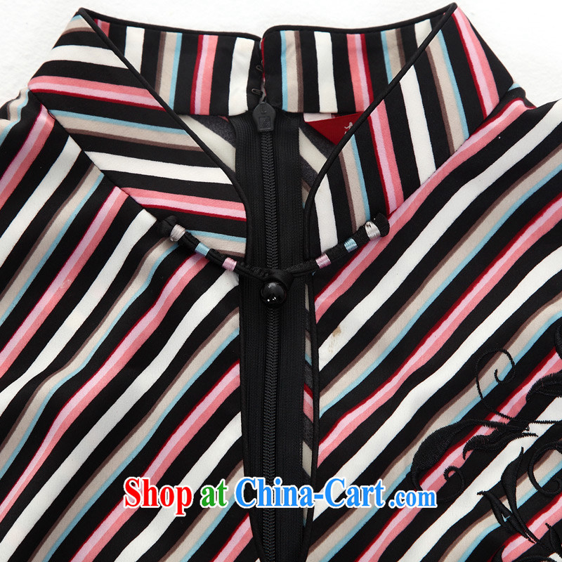 Wood is really the 2015 spring and summer new cheongsam Chinese striped lace stitching and stylish short cheongsam improved 21,989 00 mottled XXXL, wood really has, shopping on the Internet