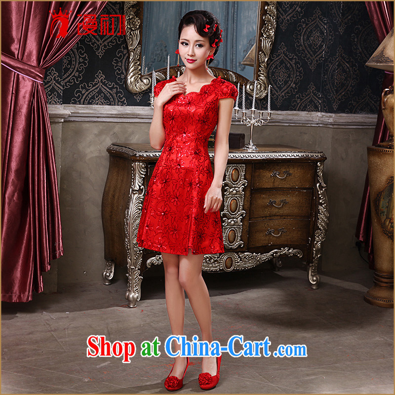 Early definition 2015 New Red improved short dresses, lace Evening Dress bride wedding toast serving red M, diffuse, and shopping on the Internet
