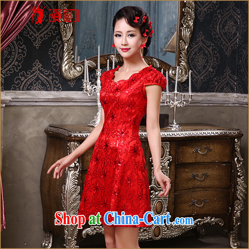 Early definition 2015 New Red improved short dresses, lace Evening Dress bride wedding toast serving red M, diffuse, and shopping on the Internet