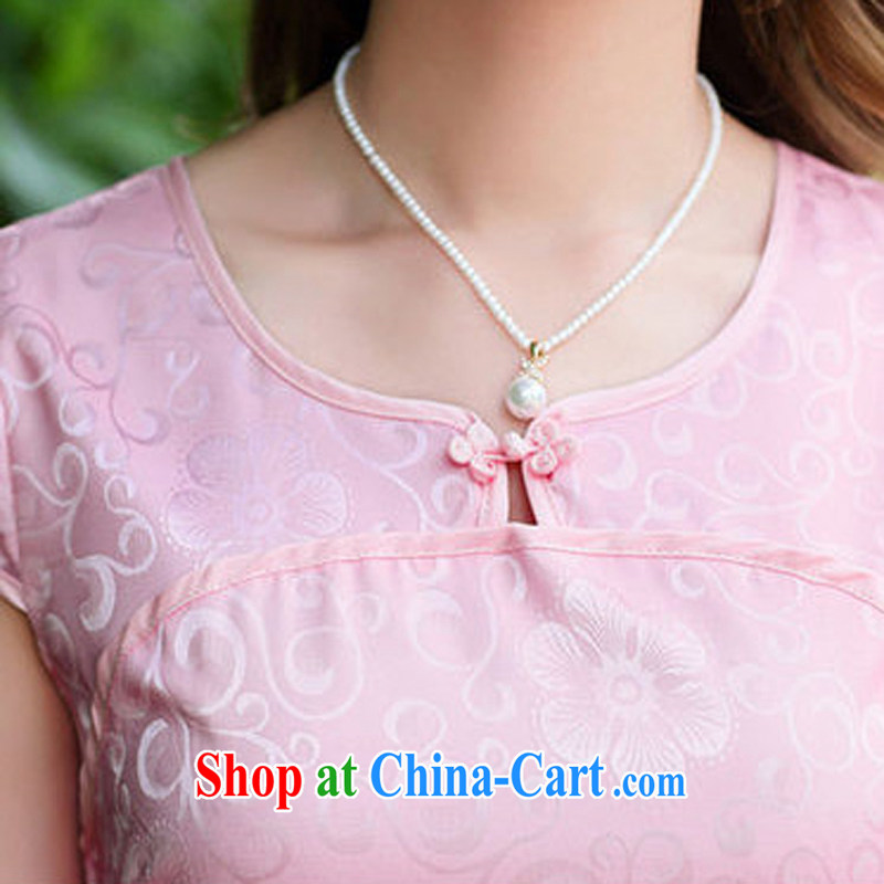 The beautiful valley 2015 new summer style etiquette qipao flouncing peony flower pattern short sleeve 100A cheongsam dress summer 8881 pink L, Cayman, Lai Valley, shopping on the Internet