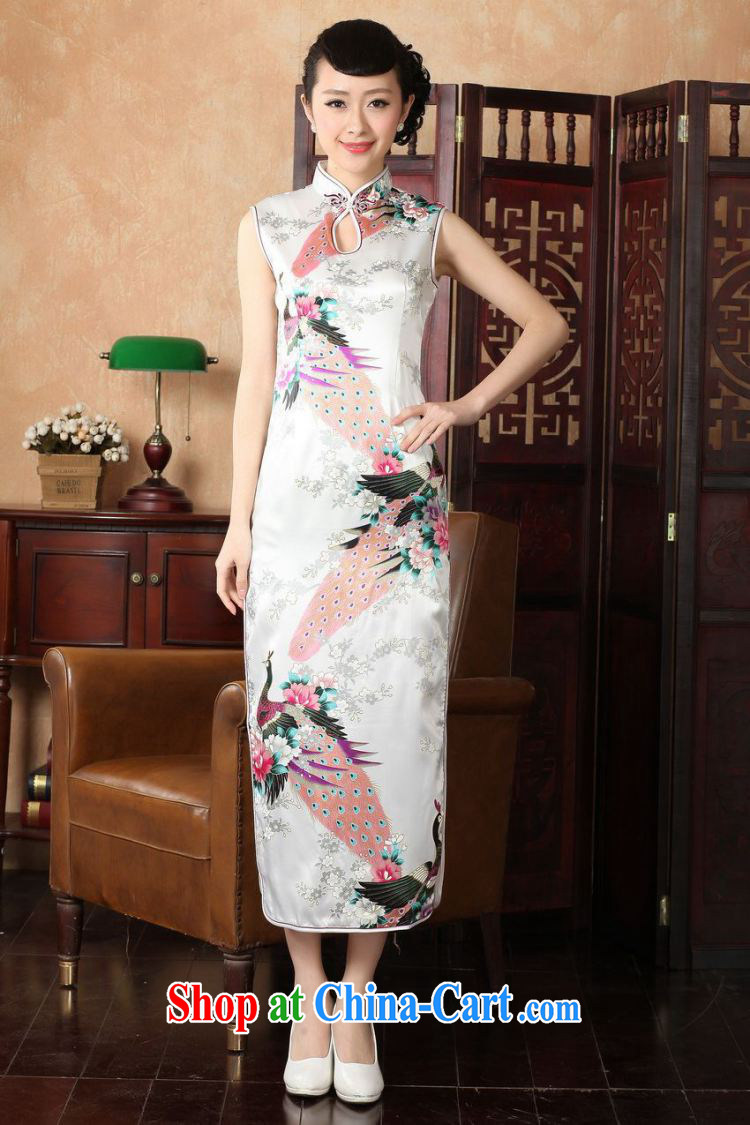 Jing An outfit summer improved retro dresses, for silk Peacock Chinese improved cheongsam dress long KQ J 1001 5115 white M (recommendations 100 - 110 jack) pictures, price, brand platters! Elections are good character, the national distribution, so why buy now enjoy more preferential! Health