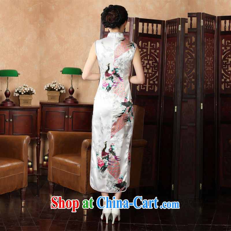 Jing An outfit summer improved retro dresses, for silk Peacock Chinese improved cheongsam dress long KQ J 1001 5115 white M (recommendations 100 - 110 jack), an Jing, shopping on the Internet