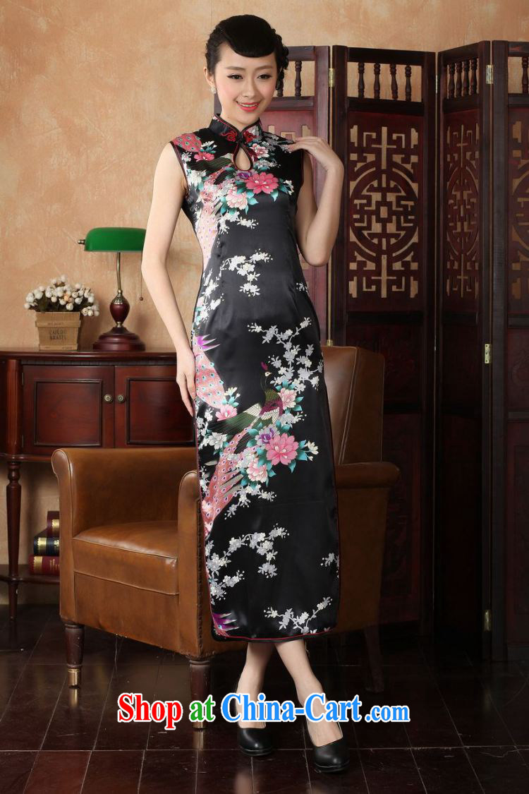 Jing An outfit summer improved retro dresses, for silk Peacock Chinese improved cheongsam dress long KQ 1001 black XL (recommendations 115 - 120 jack) pictures, price, brand platters! Elections are good character, the national distribution, so why buy now enjoy more preferential! Health