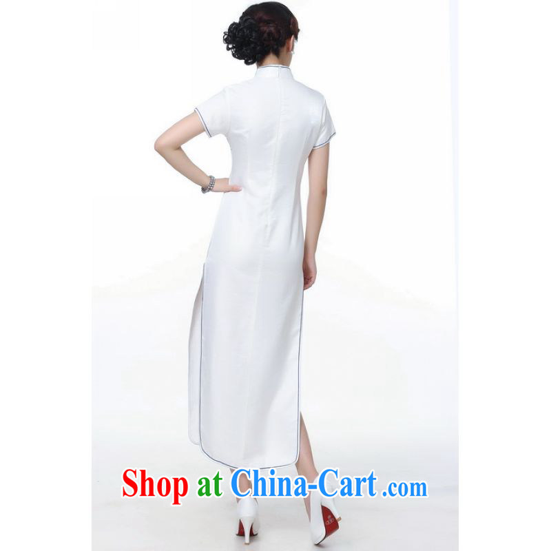 Jing An outfit summer improved retro dresses, for silk embroidered Chinese improved cheongsam dress long 0005 white 2XL (recommendations 120 - 130 jack), an Jing, shopping on the Internet