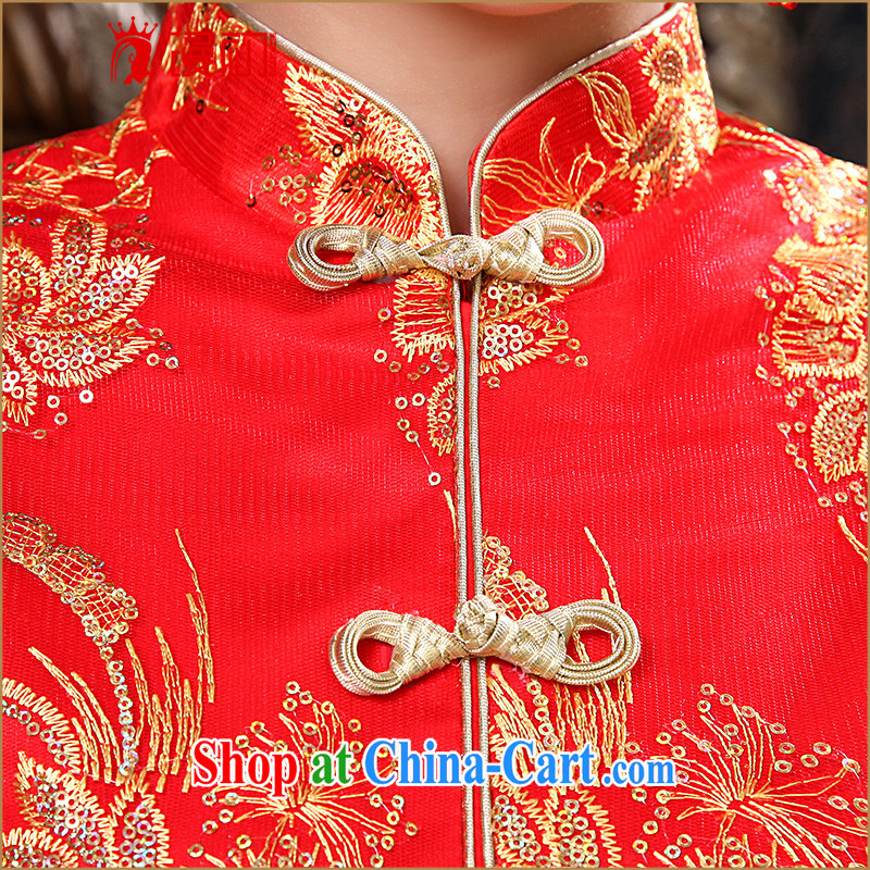 Early definition bridal wedding dress winter 2015 New Red wedding toast serving long-sleeved improved antique cheongsam dress red, early definition, and shopping on the Internet