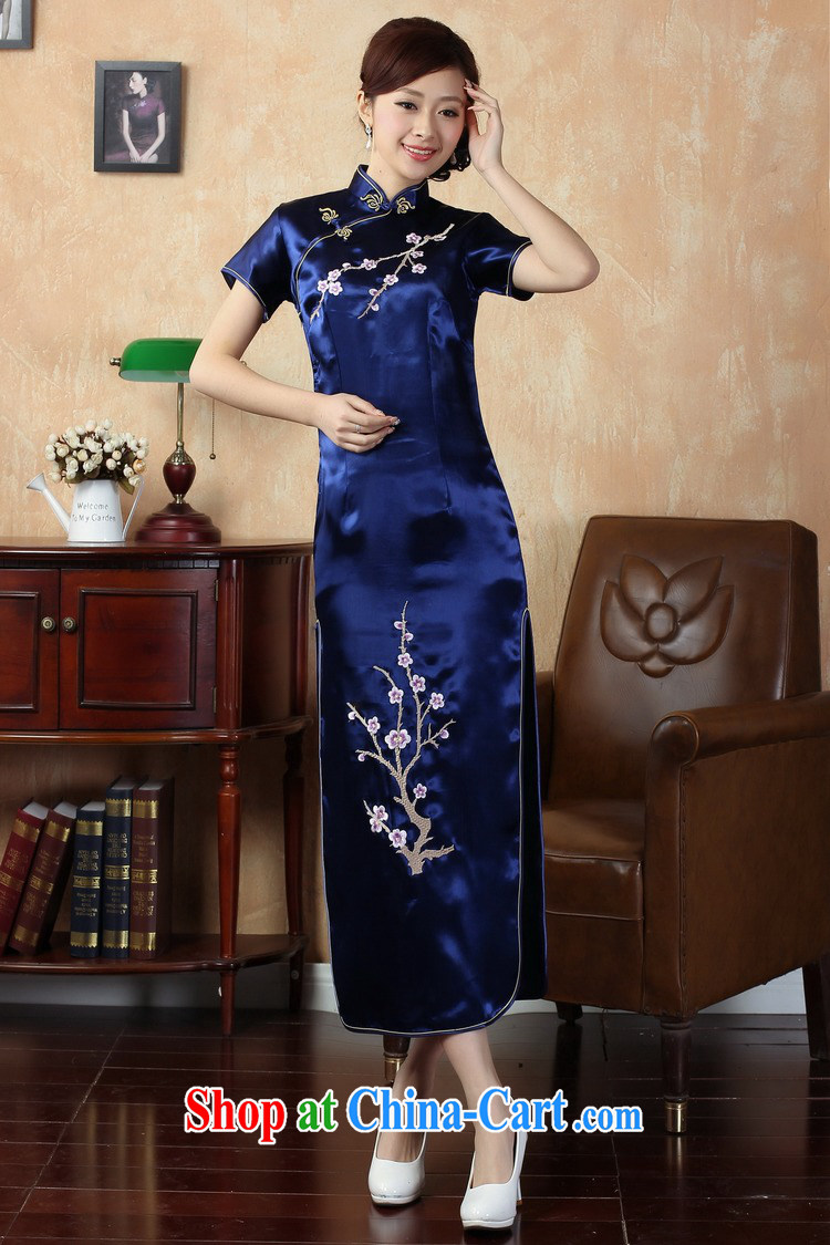 Jing An outfit summer improved retro dresses damask, for a tight embroidered Chinese improved cheongsam dress long XM J 1001 3406 Lake blue 2 XL (recommendations 120 - 130 jack) pictures, price, brand platters! Elections are good character, the national distribution, so why buy now enjoy more preferential! Health