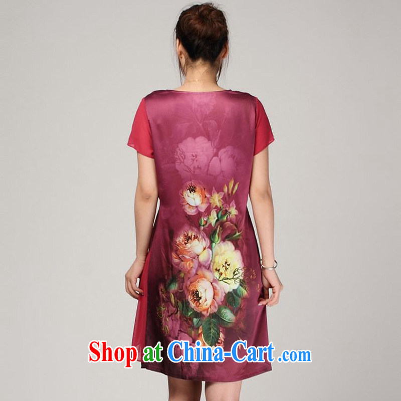 Forest narcissus summer 2014, 618 special, leave the real silk loose the code mom on stamp duty dresses S 7 - 813 red XXXL, forest narcissus (SenLinShuiXian), online shopping