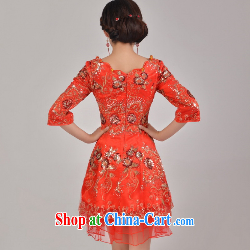 In accordance with the preceding yarn New Red improved lace, cultivating marriages bows short dresses, summer wear long-sleeved gown service performance in red sleeved L, Yong Yan good offices, shopping on the Internet