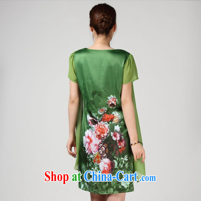 Forest narcissus summer 2014, 618 special loose the code mother false Two stamp Tang is really Silk Dresses S 7 - 851 green XXXL, forest narcissus (SenLinShuiXian, qipao/Tang, and shopping on the Internet