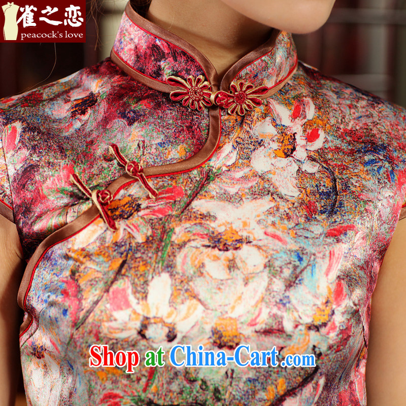 Bird lovers of aromatic remain within 2015 spring new upscale silk retro long cheongsam as XXL, birds love, and shopping on the Internet