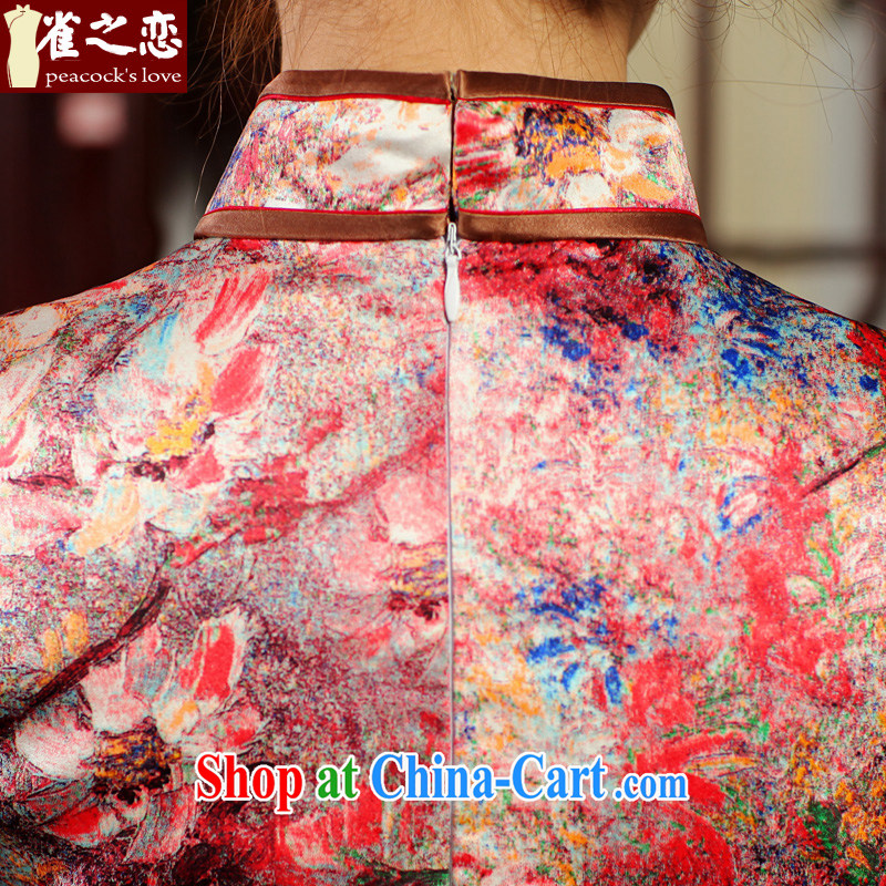Bird lovers of aromatic remain within 2015 spring new upscale silk retro long cheongsam as XXL, birds love, and shopping on the Internet
