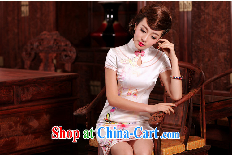 Birds of the land and the Butterfly Xiao 2015 spring new improved stylish short silk poster qipao QD 469 pink M pictures, price, brand platters! Elections are good character, the national distribution, so why buy now enjoy more preferential! Health