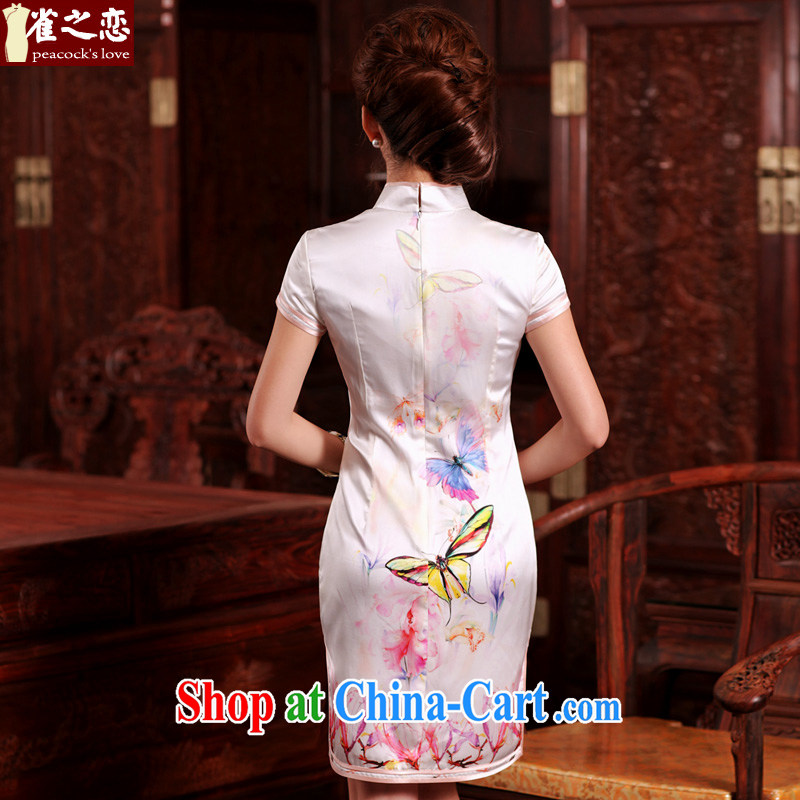 Birds of the land and the Butterfly Xiao 2015 spring new improved stylish short silk poster qipao QD 469 pink M, birds love, and shopping on the Internet