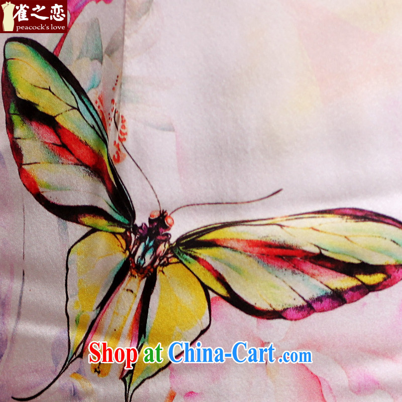Birds of the land and the Butterfly Xiao 2015 spring new improved stylish short silk poster qipao QD 469 pink M, birds love, and shopping on the Internet