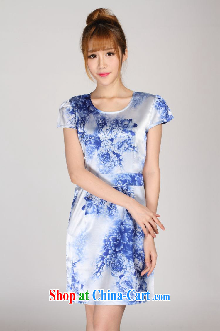 Forest narcissus 2014 summer new blue and white porcelain China wind really silk stamp Chinese Dress S 7 - 865 blue and white porcelain XXL pictures, price, brand platters! Elections are good character, the national distribution, so why buy now enjoy more preferential! Health