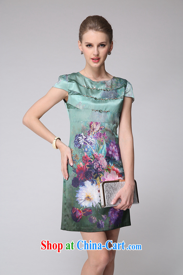 Forest narcissus 2014 summer new stamp Silk Cheongsam sauna silk short-sleeved round-collar dresses M 7 - 6011 blue XXXL pictures, price, brand platters! Elections are good character, the national distribution, so why buy now enjoy more preferential! Health