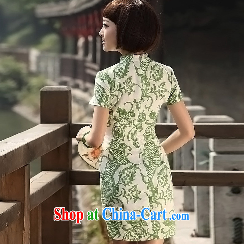 Bird lovers of beauty improvement of modern cheongsam dress suits the cotton short-sleeved low-power's cheongsam QD 104 L suit, birds of the land, and on-line shopping