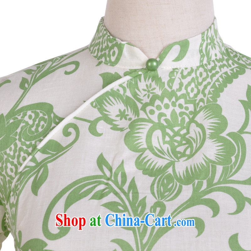 Bird lovers of beauty improvement of modern cheongsam dress suits the cotton short-sleeved low-power's cheongsam QD 104 L suit, birds of the land, and on-line shopping