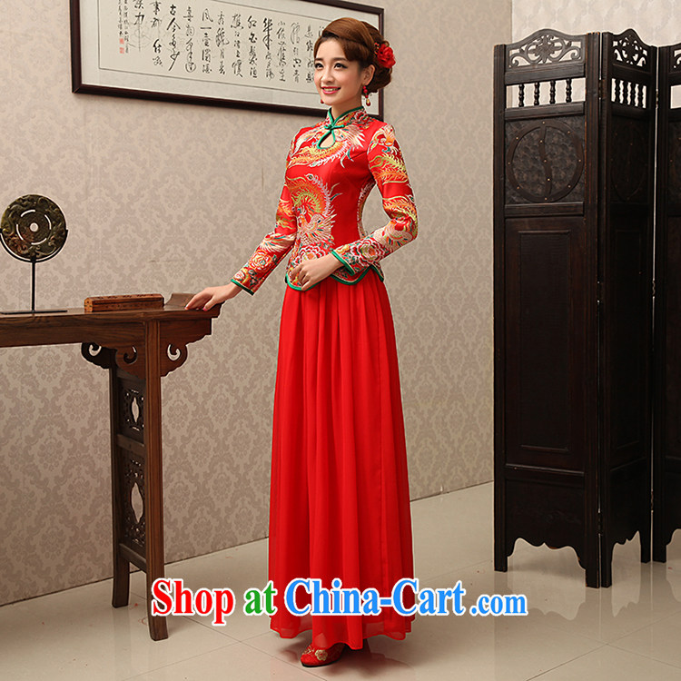No bride embroidered dragon robe red improved retro bridal dresses wedding dresses wedding toast wedding service long-sleeved bridal load custom QP 180 red 7 cuff L Suzhou shipping pictures, price, brand platters! Elections are good character, the national distribution, so why buy now enjoy more preferential! Health