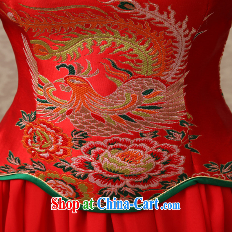 No bride embroidered dragon robe red improved retro bridal dresses wedding dresses wedding toast wedding serving long-sleeved bridal load custom QP 180 red 7 cuff L Suzhou shipment and it is absolutely not a bride, shopping on the Internet
