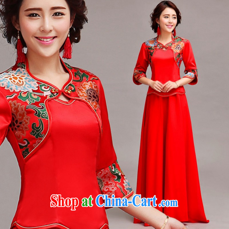Red sexy improved retro bridal dresses wedding dresses wedding toast wedding service long-sleeved bridal load custom 102 red customer service to size the Do Not Support return to love so-pang, shopping on the Internet