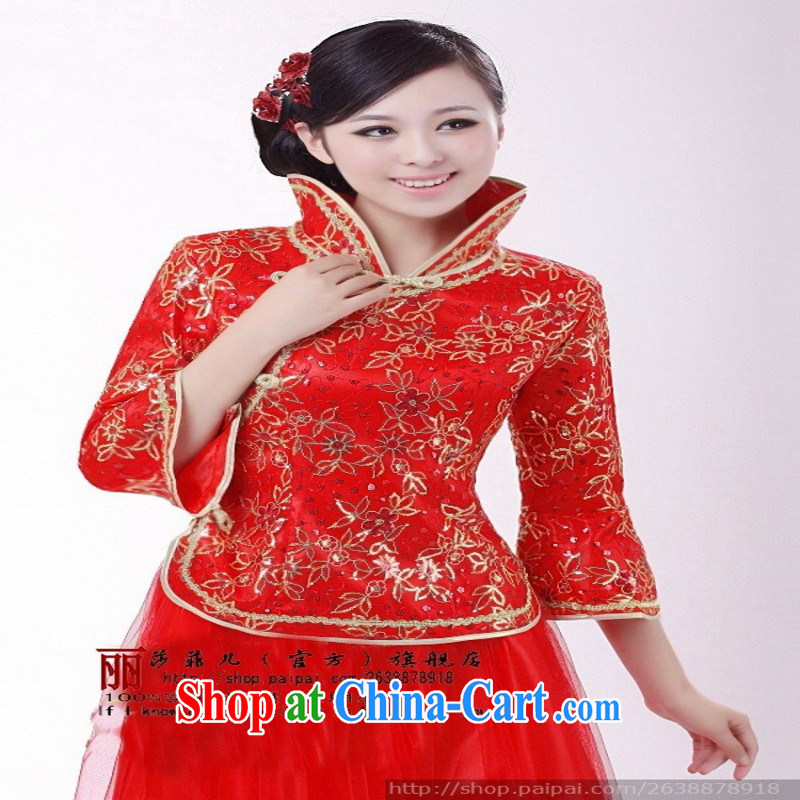 On-chip 4, flower cheongsam dress long-sleeved quilted wedding dresses winter clothing fall 2015 with new, red customer service to size up to do not support replacement, love so Pang, shopping on the Internet