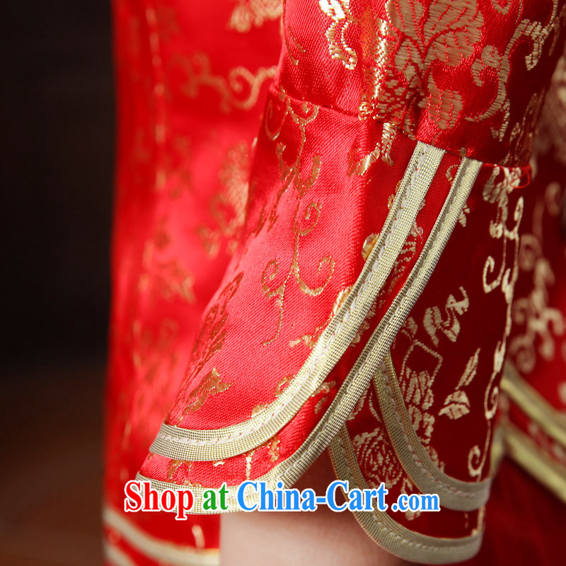Tslyzm 2015 new bride with summer bows outfit serving the door serving small Fengxian etiquette marriage dresses retro improved red cheongsam dress red XXL, Tslyzm, shopping on the Internet