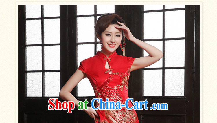 Tslyzm 2015 new Chinese Embroidery short cheongsam beauty bridal wedding dress toast serving short-sleeved dresses Phoenix improved dresses red XXXL pictures, price, brand platters! Elections are good character, the national distribution, so why buy now enjoy more preferential! Health