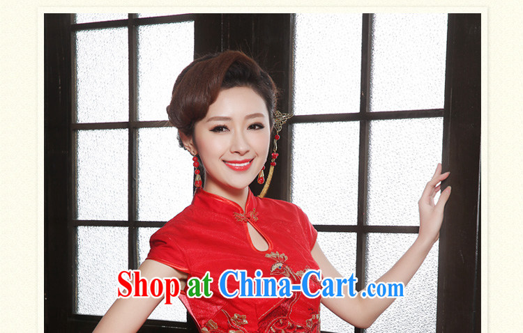 Tslyzm 2015 new Chinese Embroidery short cheongsam beauty bridal wedding dress toast serving short-sleeved dresses Phoenix improved dresses red XXXL pictures, price, brand platters! Elections are good character, the national distribution, so why buy now enjoy more preferential! Health