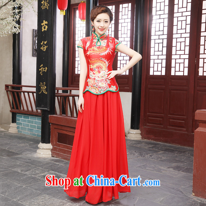 The angels, according to summer dresses dresses bridal wedding toast clothing snow woven red long Chinese improved short-sleeved dresses skirts new, retro style red XXXL, Tslyzm, shopping on the Internet