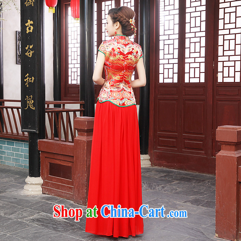 The angels, according to summer dresses dresses bridal wedding toast clothing snow woven red long Chinese improved short-sleeved dresses skirts new, retro style red XXXL, Tslyzm, shopping on the Internet