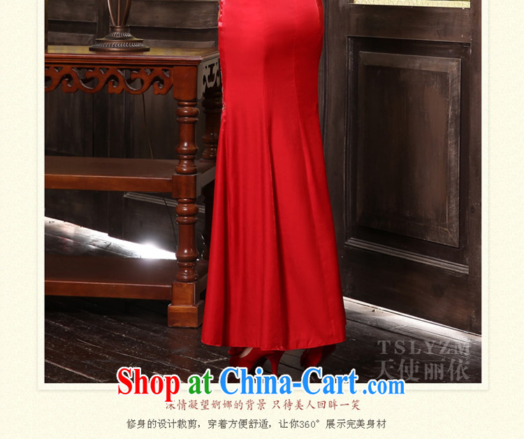 Tslyzm 2014 new wedding red toast serving marriages long cheongsam dress retro-style service improved cheongsam dress female Red XXXL pictures, price, brand platters! Elections are good character, the national distribution, so why buy now enjoy more preferential! Health