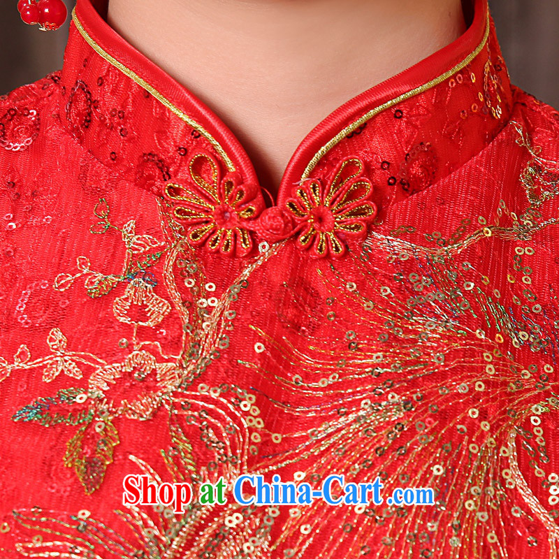 Tslyzm 2015 new Chinese bridal gown embroidery, lace red toast clothing dresses bridal back to door service stylish improved cheongsam dress red XXXL, Tslyzm, shopping on the Internet