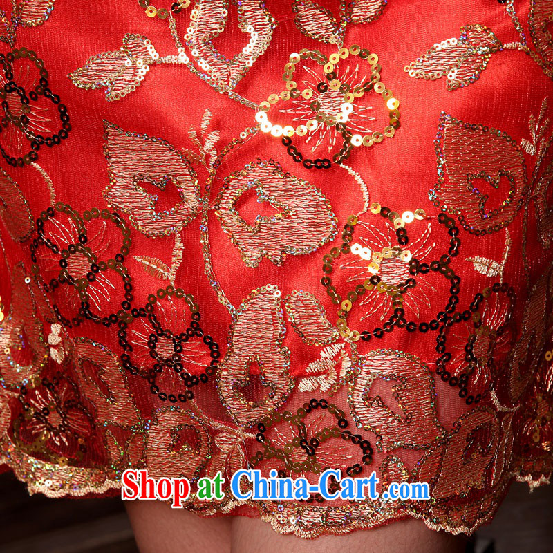 Angel, dresses in accordance with 2015 new short-sleeved bridal dresses wedding dresses short red bows. Openwork embroidery fashion cheongsam dress bridal back to door service red XXXL, Tslyzm, shopping on the Internet