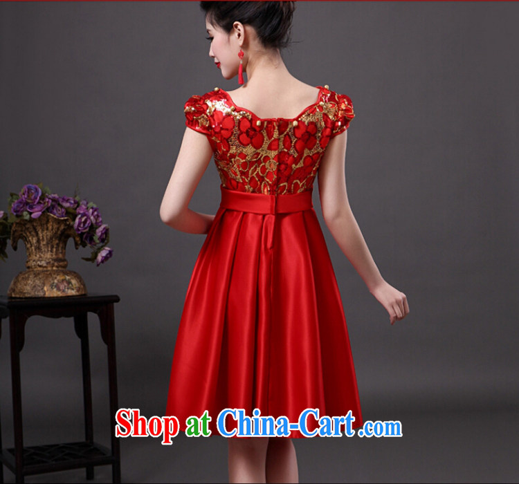 2015 new stylish bows clothing red short bridal wedding dress improved cheongsam dress Red. size is not final pictures, price, brand platters! Elections are good character, the national distribution, so why buy now enjoy more preferential! Health