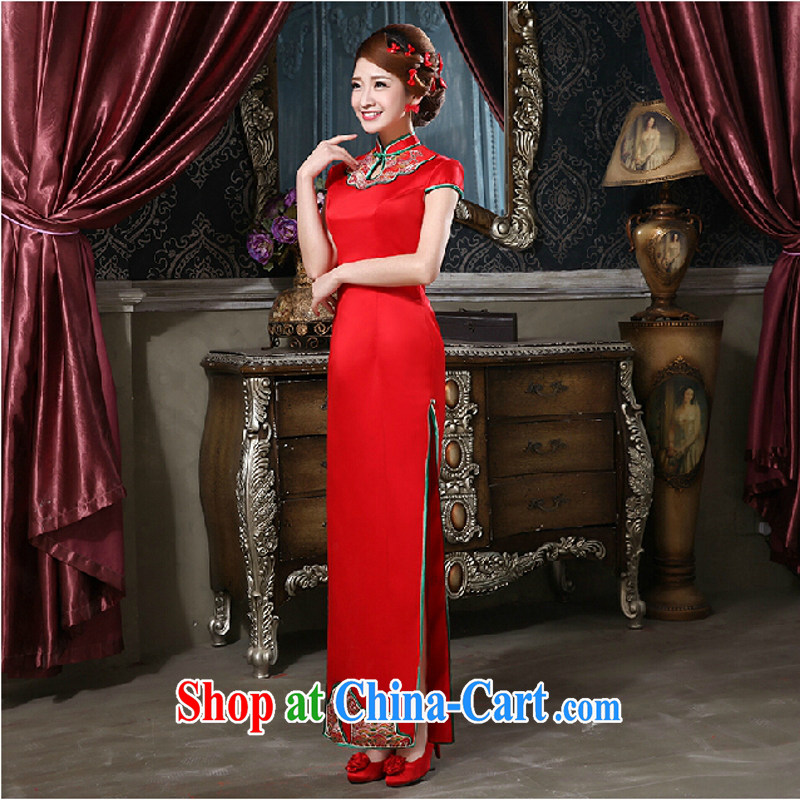 In accordance with the preceding yarn wedding dresses new 2015 red bridal toast serving short wedding dress improved high-power on the truck dresses long, red long. size is not final, and Yong-yan good offices, shopping on the Internet