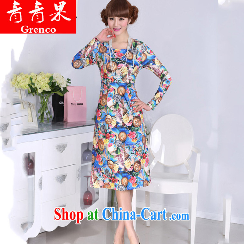 2014 spring new long dress ancient coins antique stamp wavy robes for the waist long skirt ancient coins XL