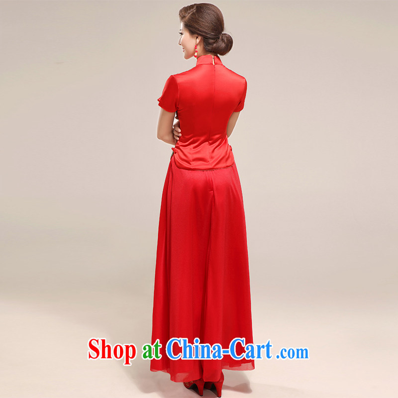The United States and the marriages, long dresses 2014 New Red bows outfit serving improved retro lace Chinese Dress two-piece Q - 559 red XXL, the American (Imeinuo), online shopping