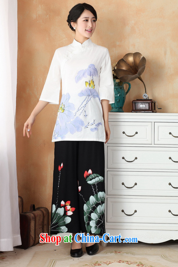 Shanghai, optimize purchase female Tang Women's clothes summer T-shirt, for a tight hand-painted cotton the Chinese Han-female Enhancement - 1 white purple 2 XL pictures, price, brand platters! Elections are good character, the national distribution, so why buy now enjoy more preferential! Health