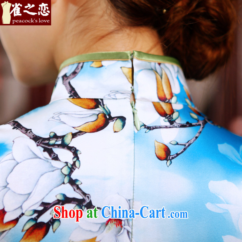 Birds love look at Chu image Kit 2015 spring new cheongsam dress silk short, daily outfit QD 494 figure XL, birds love, and shopping on the Internet