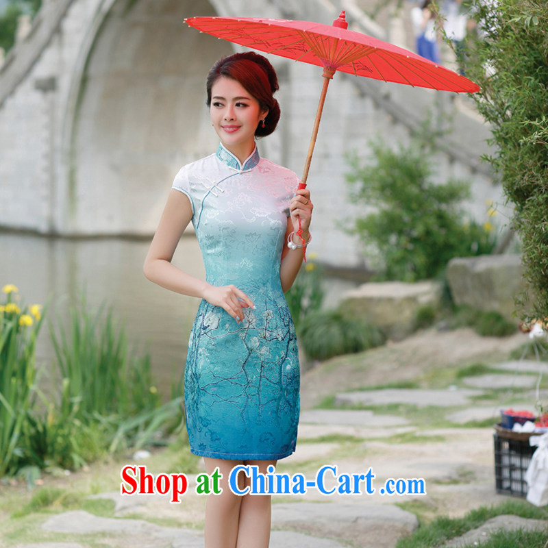 Arrogant season summer 2015 new Phillips-head stamp cheongsam dress Korean female cheongsam dress daily outfit container take S