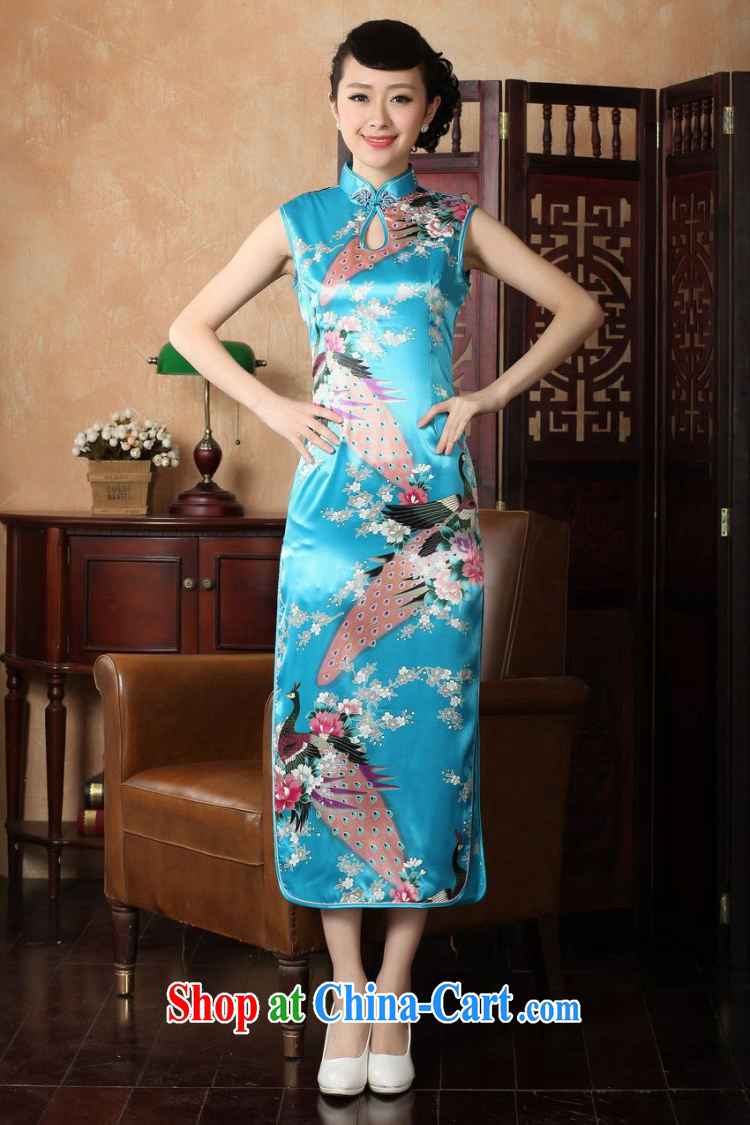 Floor is still building female new summer, Ms. long, stamp duty for Chinese improved the code cheongsam Chinese female Lake blue XL/38 pictures, price, brand platters! Elections are good character, the national distribution, so why buy now enjoy more preferential! Health
