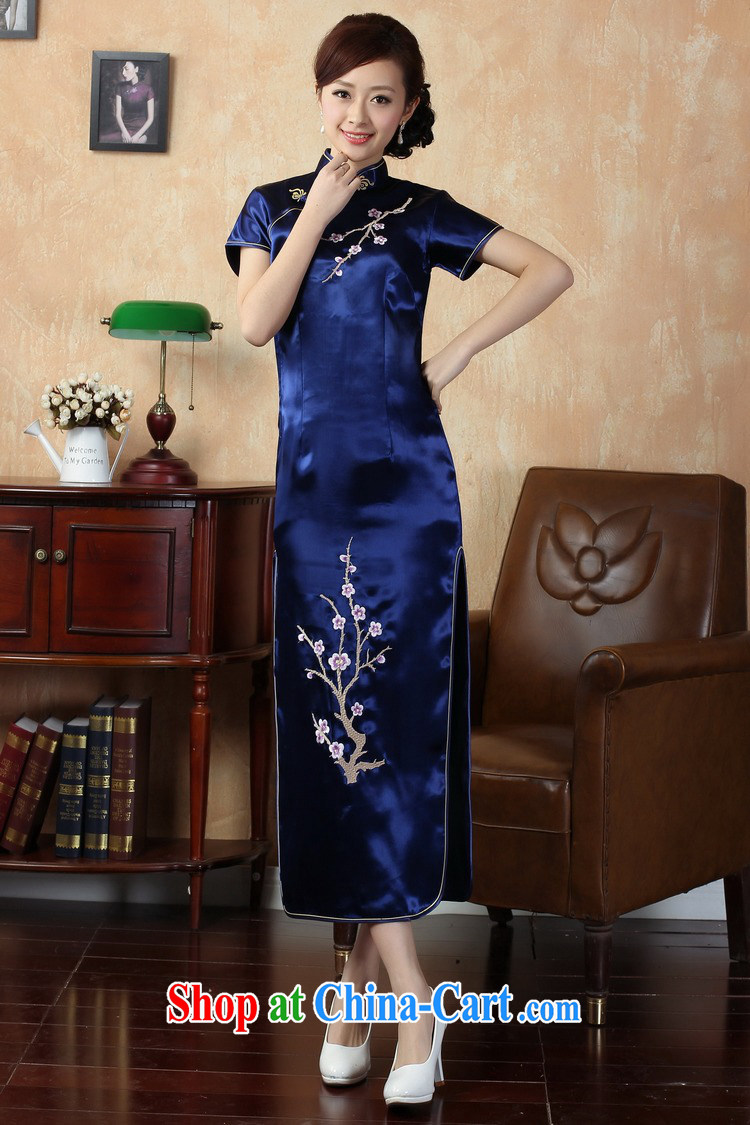 Floor is still building female new summer, Ms. short-sleeved hand-painted antique Chinese improved the Code, long cheongsam Chinese clothing show female J 3406 Lake blue 3 XL/ 42/Pictures, price, brand platters! Elections are good character, the national distribution, so why buy now enjoy more preferential! Health