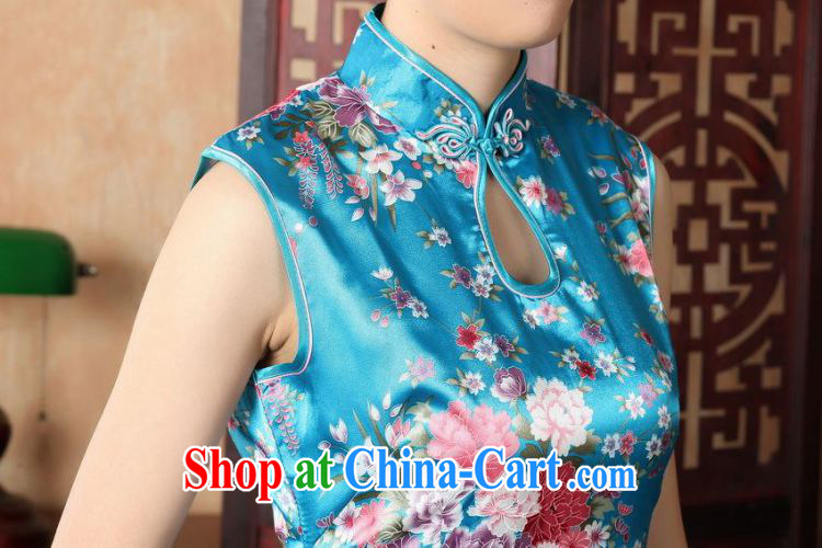Floor is still building female new summer, Ms. collar sleeveless, long, antique Chinese improved hand-painted large, qipao Chinese performances serving female J 5110 Lake blue 2 XL/40 pictures, price, brand platters! Elections are good character, the national distribution, so why buy now enjoy more preferential! Health
