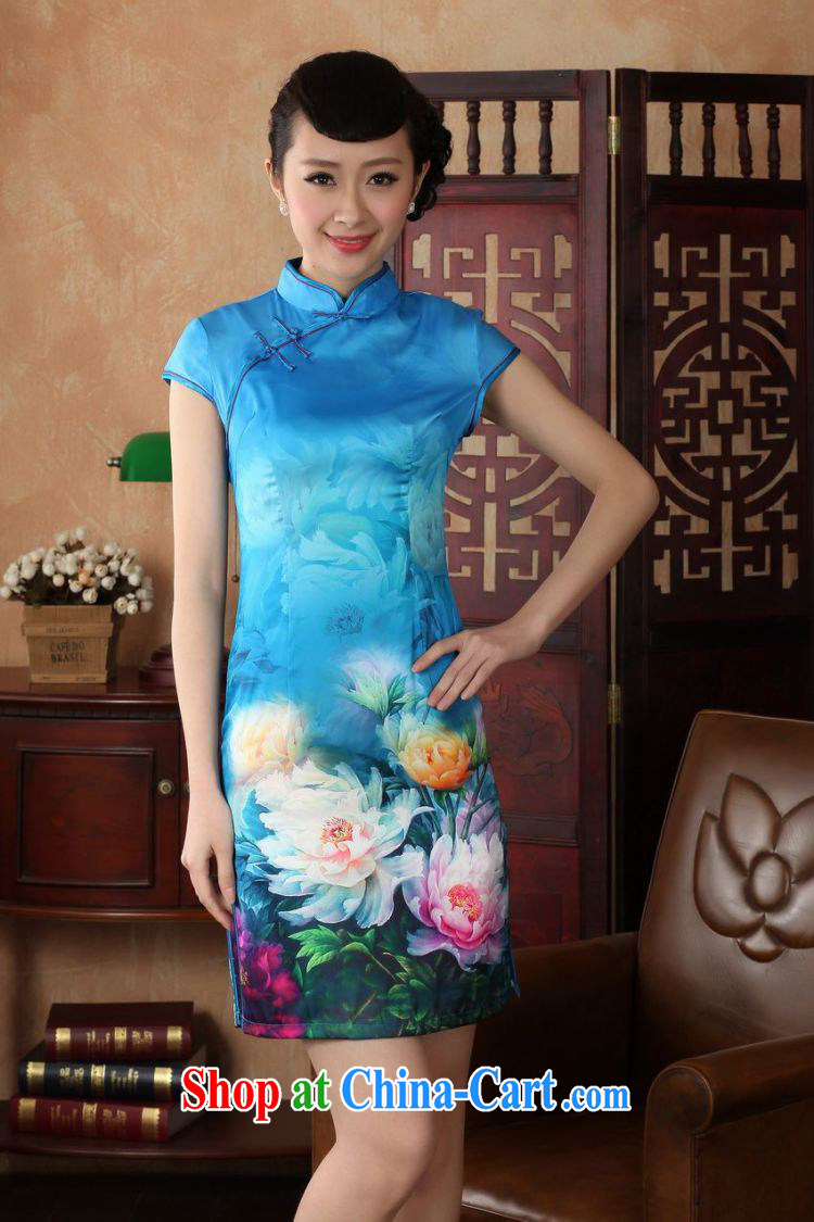 Floor is still building female new summer, Ms. short-sleeved hand-painted antique China wind improved the code cheongsam Chinese female Lake blue 2 XL/40 pictures, price, brand platters! Elections are good character, the national distribution, so why buy now enjoy more preferential! Health